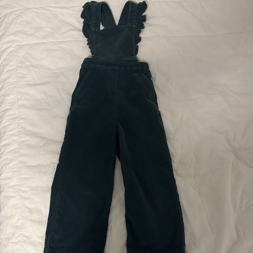 Hanna Andersson green corduroy Overalls with Ruffle Straps